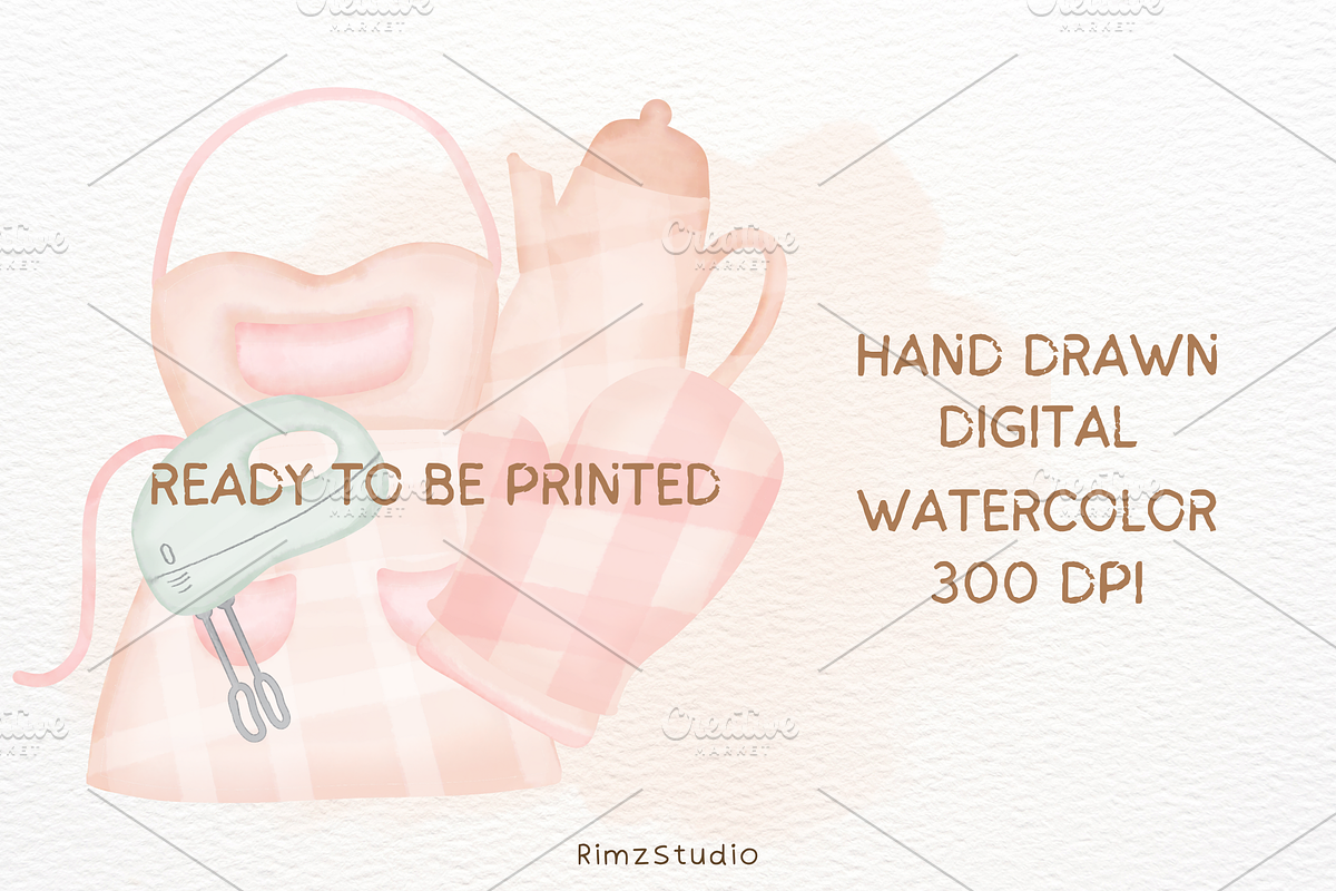 Watercolor BAKERY ELEMENT clipart, a Food Illustration by RimzStudio (Photo 4 of 4)