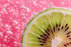 Kiwi in sparkling bubbles, a Photo by Beautiful things