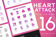 Heart Attack | 16 Thin Line Icons, an Outline Icon by Alex Blogoodf (Thumbnail 1 of 11)