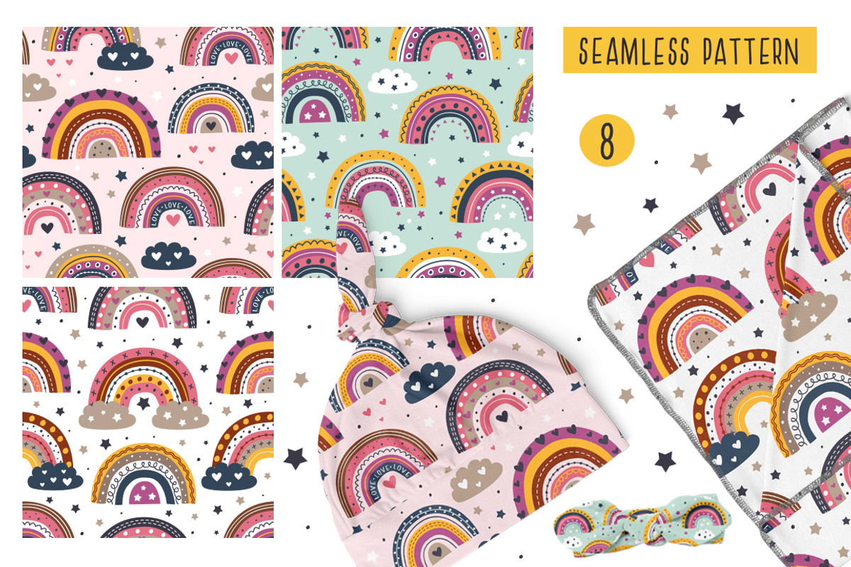 Rainbow set / Clipart & Patterns, a Decorative Illustration by NataKa