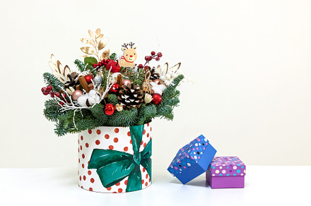 New Year's bouquet on a white background, a Holiday Photo by Photostock