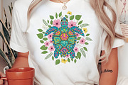 Summer Sea Turtle Floral Boho Flower, an Illustration by Craft Nest (Thumbnail 4 of 7)