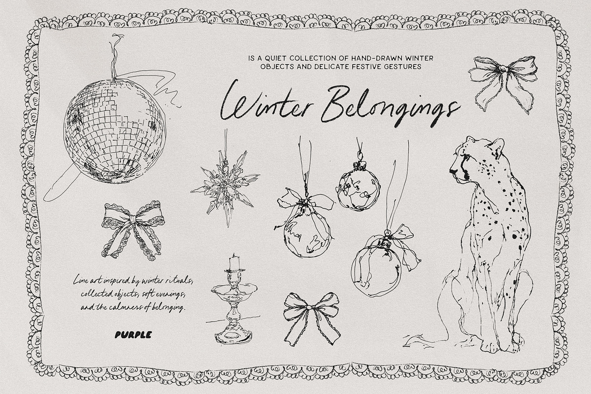 Winter Belongings: Holiday Line Art, a Seasonal Illustration by Purple (Photo 4 of 15)