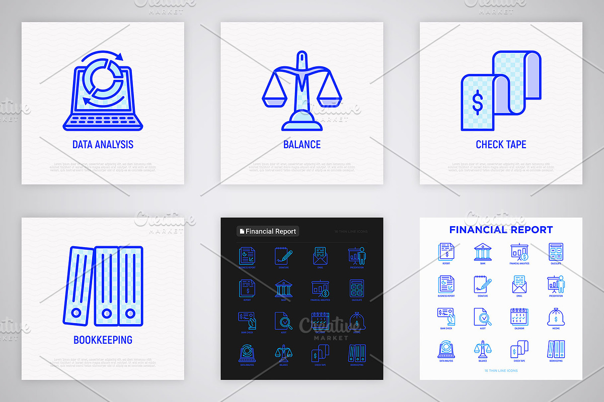 Financial Report | 16 Thin Line Icon, an Outline Icon by Alex Blogoodf (Photo 7 of 11)