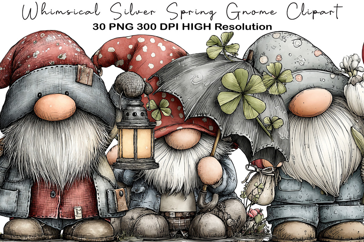 Whimsical Silver Spring Gnome, an Illustration by Black Bird Studio (Photo 1 of 5)