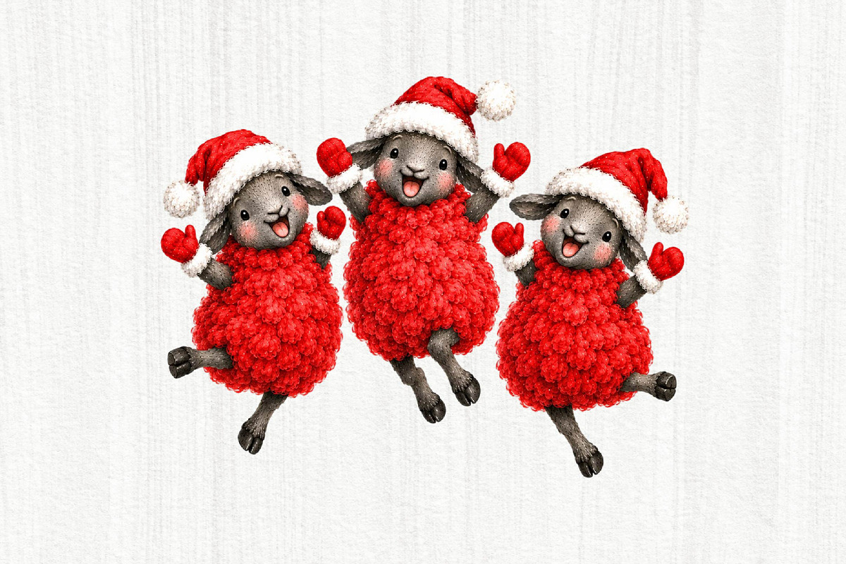 Whimsical Christmas Sheep Clipart, a Seasonal Illustration by fashionaddict (Photo 6 of 11)