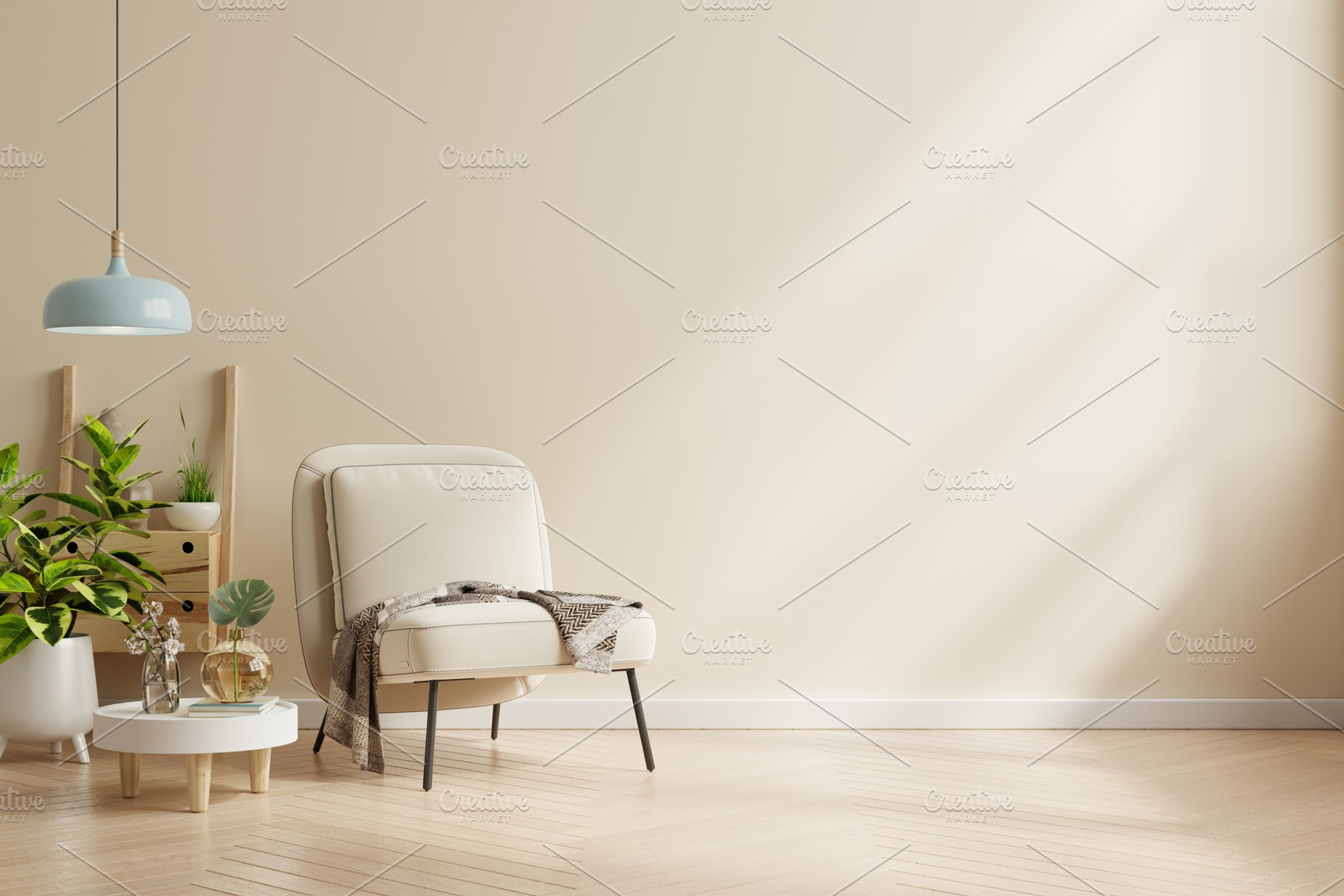 Wall mock up in warm tones, an Architecture Photo by vanitjan