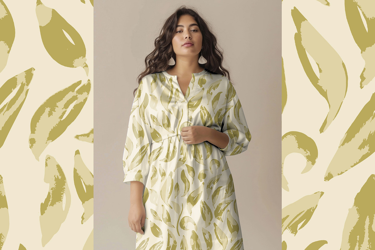 Summer Green Painted Leaves, a Pattern Graphic by MalyskaStudio (Photo 6 of 13)