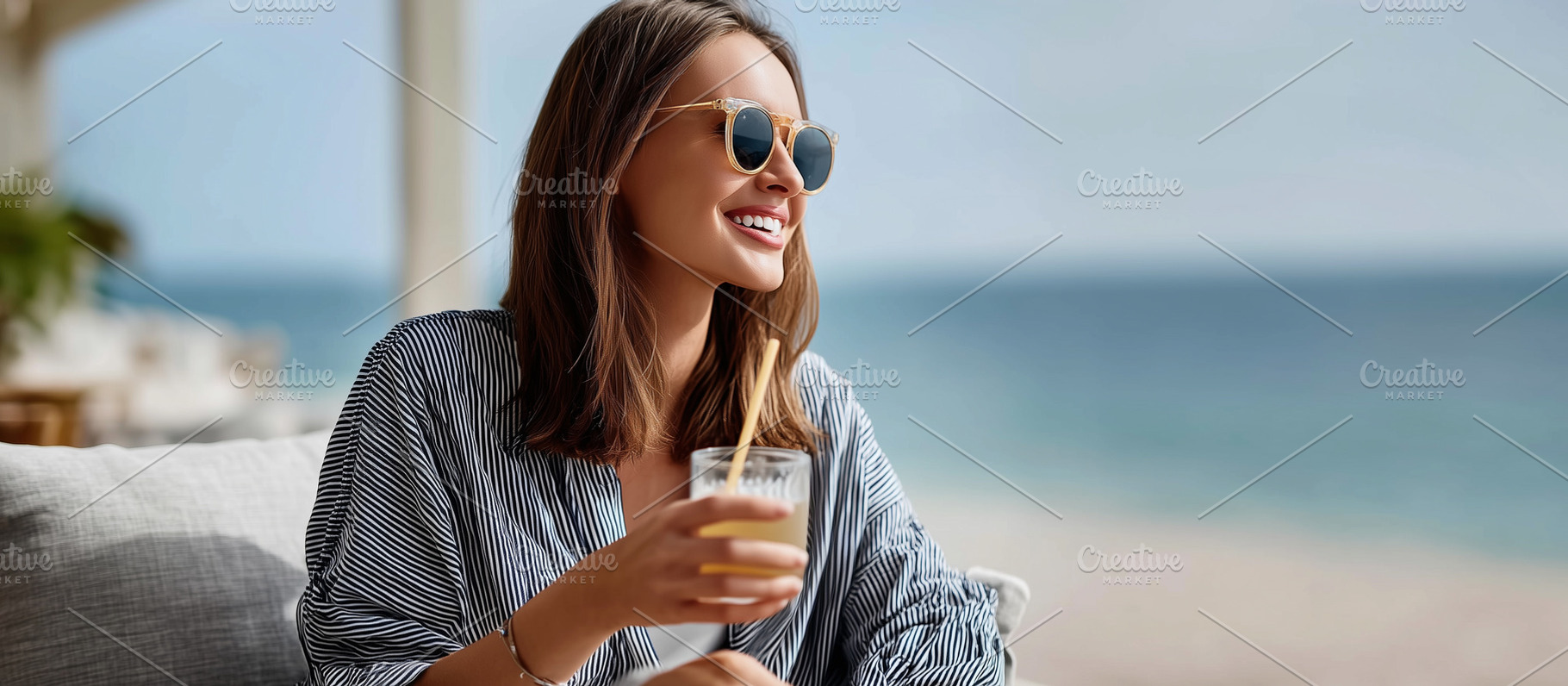 Cheerful woman in sunglasses enjoys, a Person Photo by MistyDay