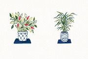 Watercolor Green Plants Clipart Set, an Illustration by Anna Ivanir (Thumbnail 3 of 5)