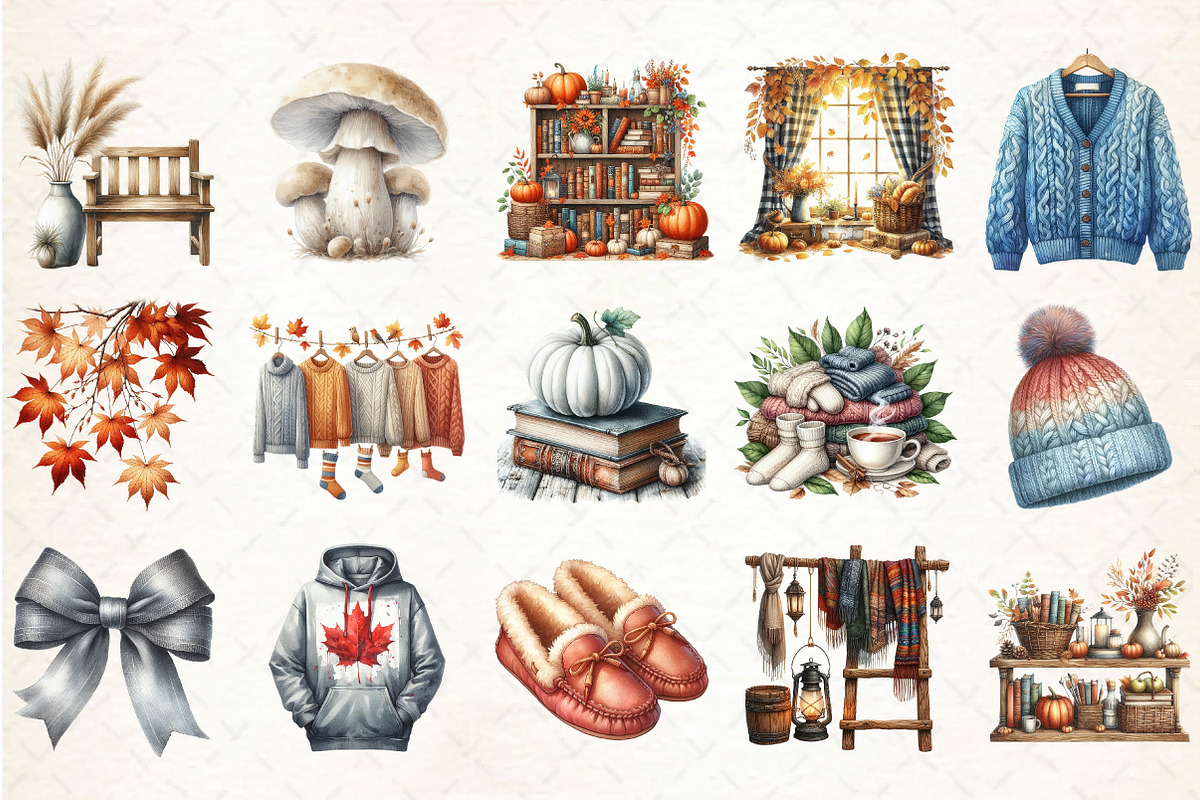 Watercolor Neutral Autumn Clipart, an Illustration by Libby Wishes (Photo 2 of 4)