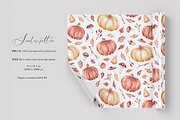 Watercolor Fall Pumpkins Pattern, a Pattern Graphic by SirenaArt (Thumbnail 2 of 13)