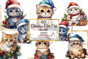 Cute Christmas Cats PNG Bundle