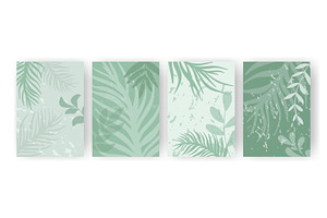 4 green palm leaves posters, a Card Template by Tati_Kli