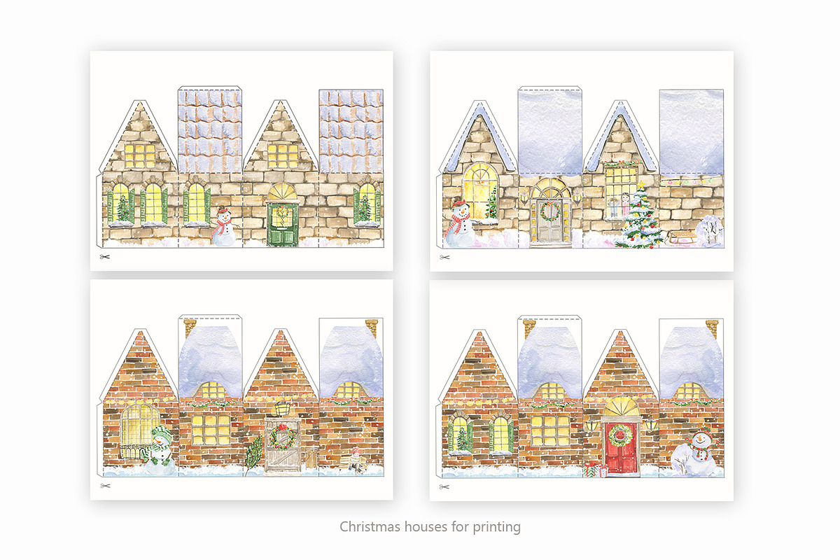 Christmas houses, an Illustration by Love Watercolor Store (Photo 11 of 12)