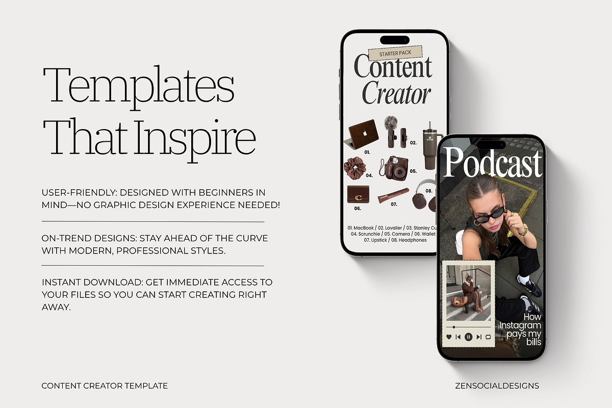 Content Creator Instagram Templates, a Social Media Template by ZenSocialDesigns (Photo 7 of 9)