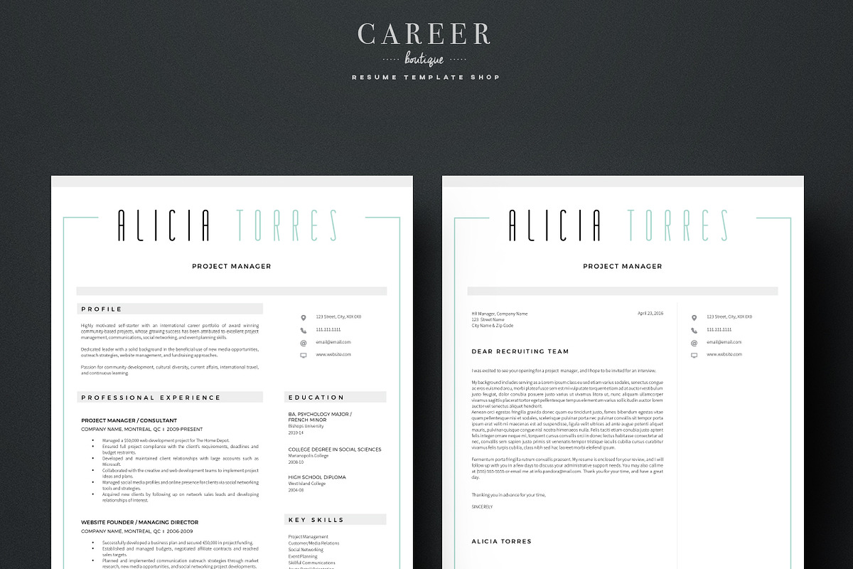 Modern Resume & CoverLetter Template, a Resume Template by careerboutique (Photo 6 of 6)
