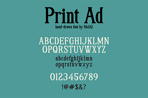 Print Ad Hand Drawn Font