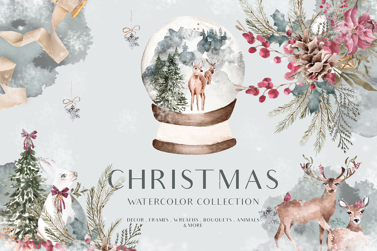 SALE! Christmas Holiday Watercolor, a Seasonal Illustration by Grace Noboa Illustrations (Photo 1 of 9)
