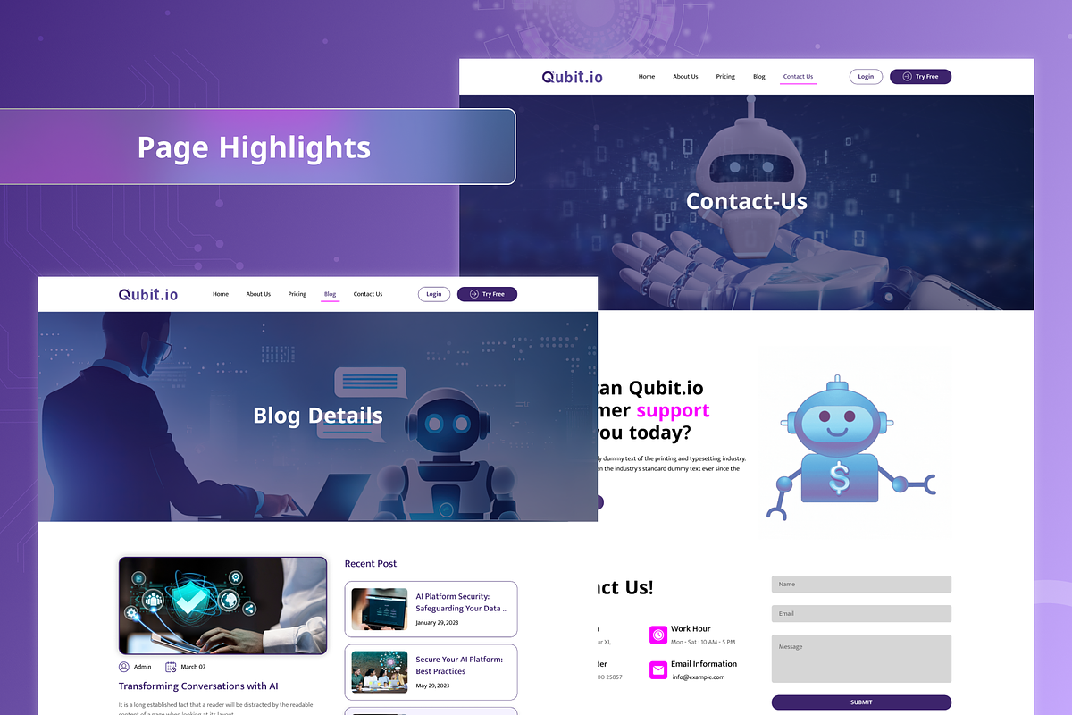 Qubit.io AI Platform Website UI Kit, an UI Kit Template by Uptechies (Photo 3 of 4)