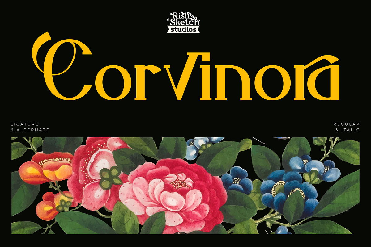 Corvinora - Serif Typeface Font, a Serif Font by Rishsketch (Photo 1 of 15)