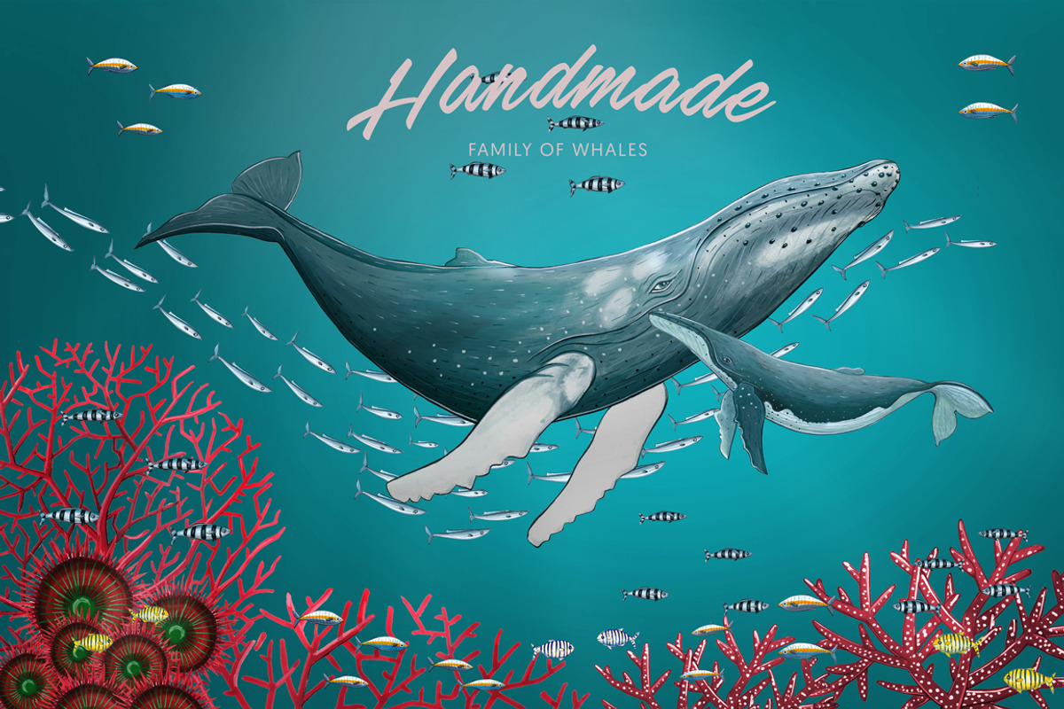 Family of whales, an Animal Illustration by Isbela  (Photo 3 of 6)