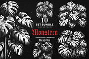 10 Bundle Dark Art Monstera Plant, an Illustration by Morspective (Thumbnail 1 of 7)
