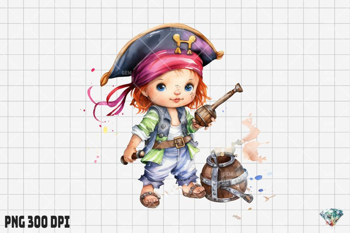 Baby Girl  Pirate Watercolor, an Illustration by Gemstone (Photo 5 of 6)
