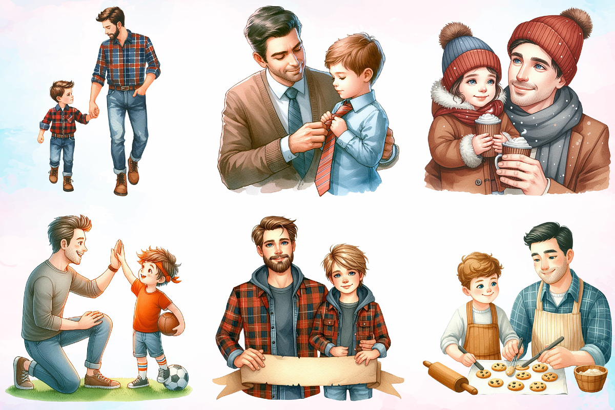 Watercolor Father's Day Clipart PNG, a Seasonal Illustration by Canvas Craft (Photo 3 of 3)