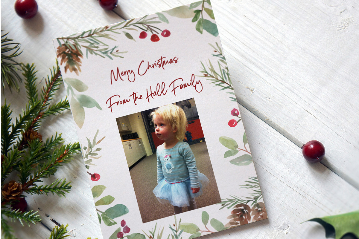Christmas Watercolor Greenery, an Illustration by Graphic Blue Bird (Photo 5 of 5)