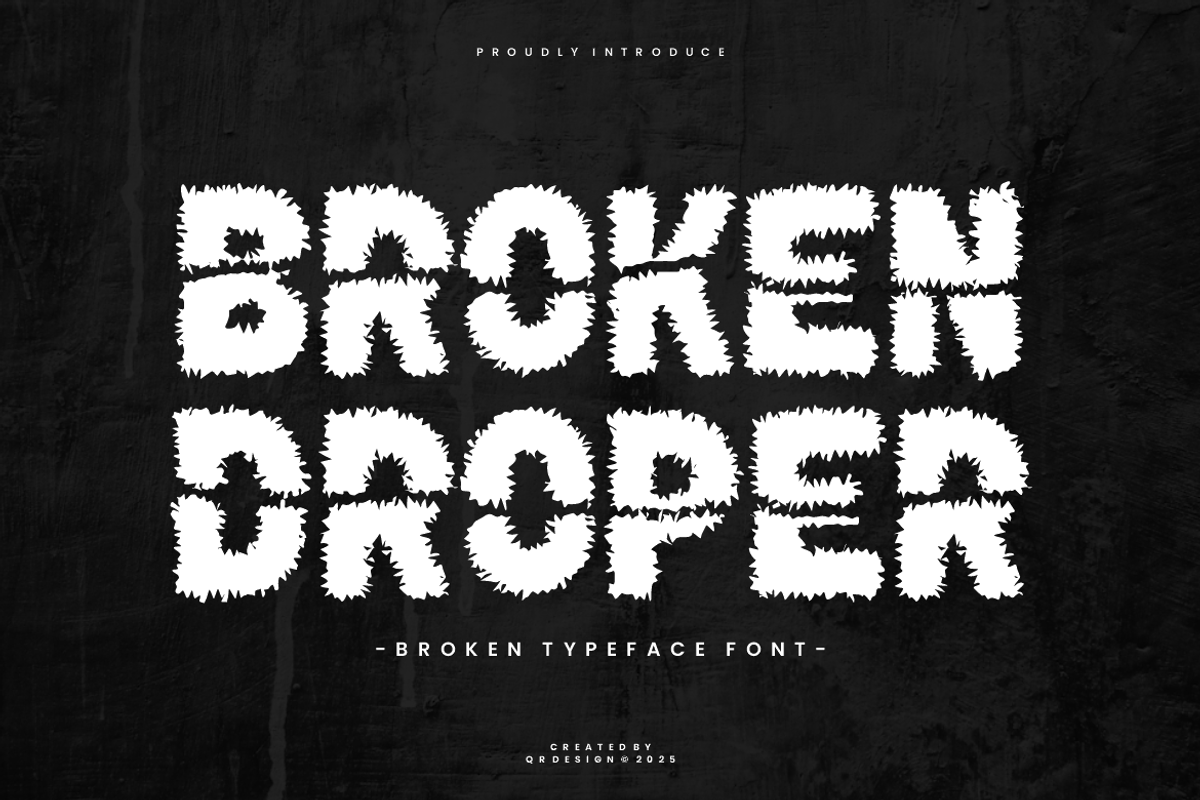 Broken Droper Font, a Sans Serif Font by QR Design Studio (Photo 1 of 6)