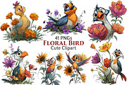 Floral Cute Birds Clipart, an Illustration by Pixels.Craft (Thumbnail 1 of 5)