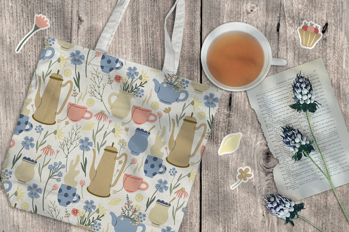 Herbal tea clipart and patterns, a Pattern Graphic by Anna Druzhkova (Photo 13 of 15)