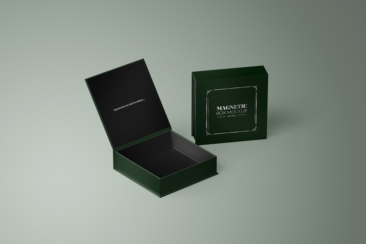 Square Book Style Rigid Box Mockup, a Packaging Mockup by Sheikhadesign (Photo 11 of 11)