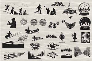 Winter Snow Silhouettes feature, an Illustration by Amazin_art