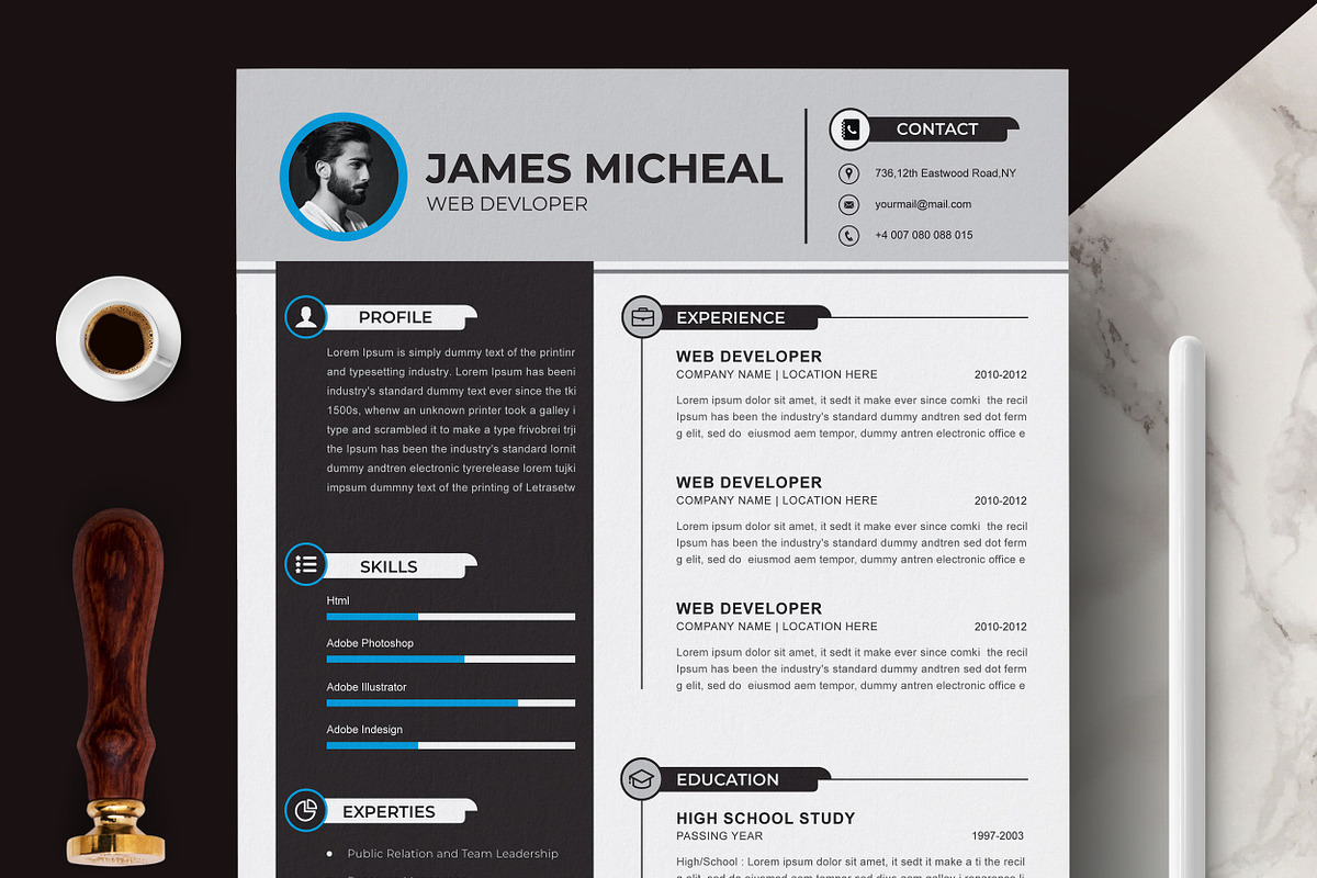 CV Template, a Resume Template by X-Type