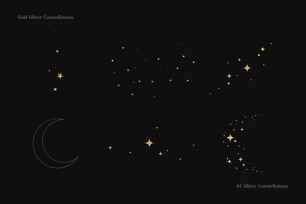 67 Gold Glitter Constellations, an Object Graphic by Ksuview (Photo 10 of 12)