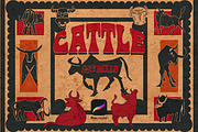 Bull image stamps for Procreate, a Brush Add-On by TheWhiteCatLab (Thumbnail 1 of 6)