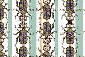 Ornamental Beetle Stripe Vector, a Pattern Graphic by NayaChu