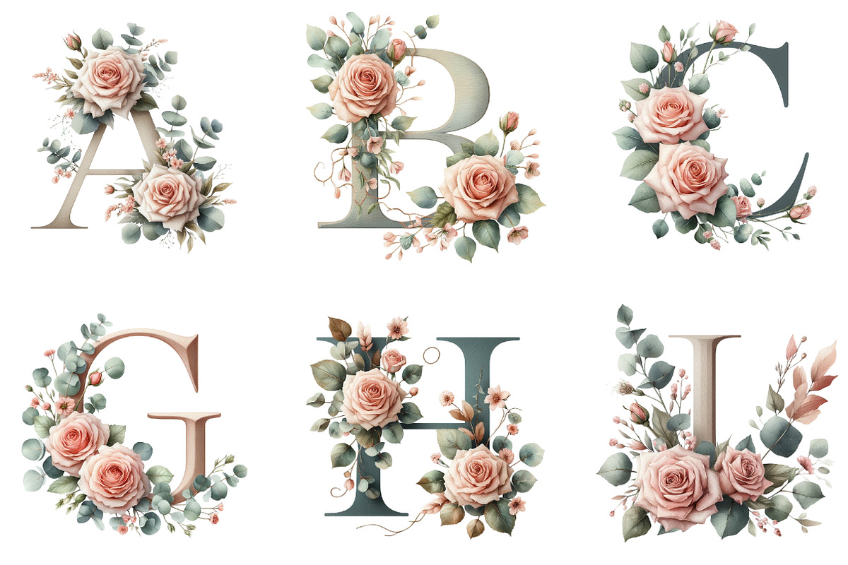 A-Z Floral Alphabet Clipart, an Illustration by DreamArtGraphic (Photo 2 of 6)