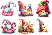 Watercolor Summer Gnome Clipart, an Illustration by DreamPrint404 (Thumbnail 6 of 6)