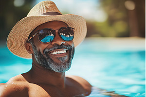 Smiling Black Man with Hat and, a Sports & Recreation Photo by Lermont51