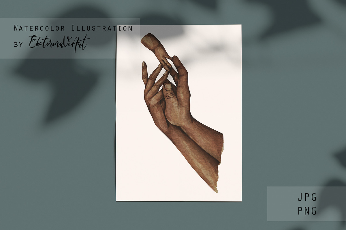 Our Family Holding Hands Watercolor, a Person Illustration by EkaterinaViArt (Photo 2 of 5)