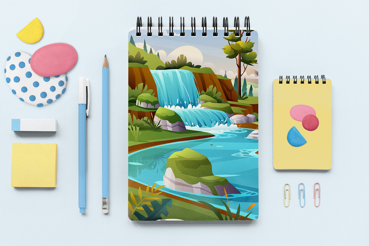 Waterfall Landscape, a Decorative Illustration by Digital Studio (Photo 4 of 8)
