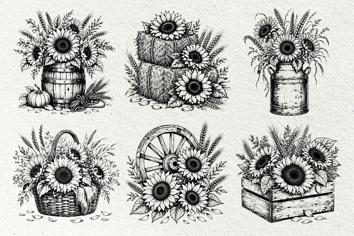 Sunflower Harvest Graphics, a Decorative Illustration by DENIDigitalArtSudio (Photo 3 of 5)