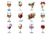 Watercolor Christmas Wine Glass, an Illustration by Design Market (Thumbnail 2 of 3)