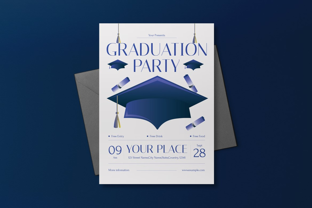 Purple Graduation Party Invitation, an Invitation Template by graphicook (Photo 3 of 3)
