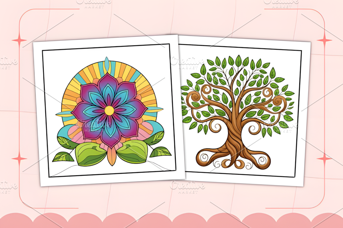 Stained Glass Coloring Page, a Decorative Illustration by Design Station (Photo 3 of 3)