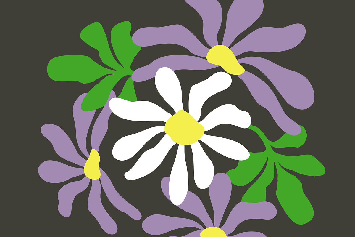 Daisies in Purple and White, a Decorative Illustration by Sharon Schwalbe (Photo 6 of 7)