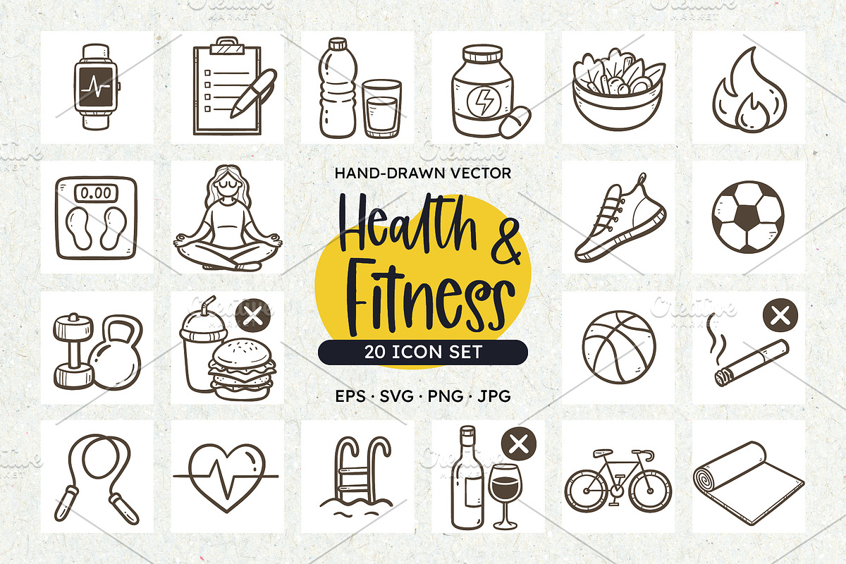 Healthy & Fitness Icon Set, an Outline Icon by insemar (Photo 1 of 4)
